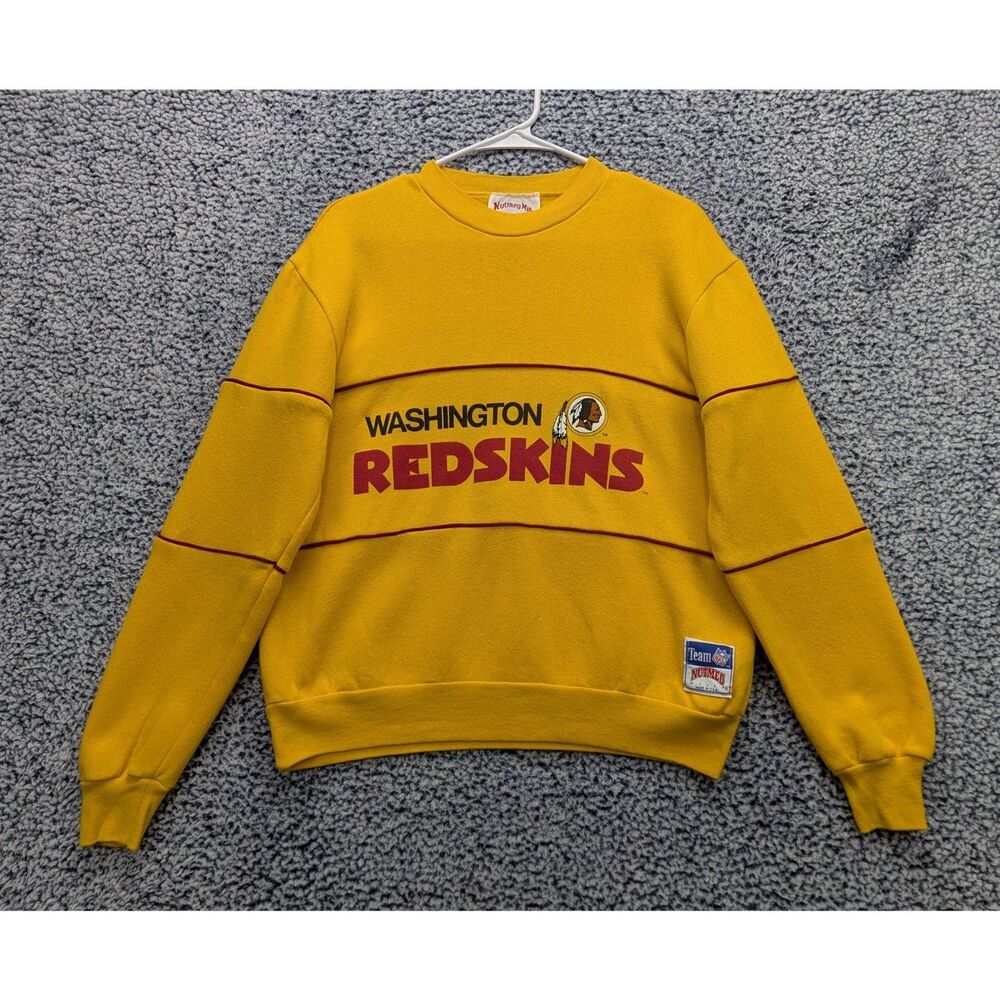 VTG NFL Washington Redskins Pullover Sweatshirt Size M Spellout 80s 90s Yellow